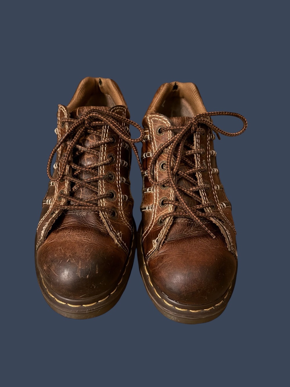 Vintage Y2K Dr. Martens Keith Chunky Brown Leather Shoes Grunge Cyber Goth Sz 10